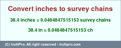 Result converting 38.4 inches to ch = 0.0484847515153 survey chains