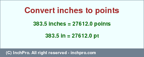 Result converting 383.5 inches to pt = 27612.0 points