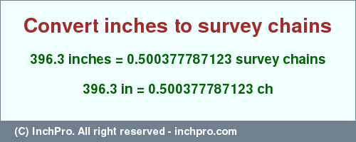 Result converting 396.3 inches to ch = 0.500377787123 survey chains