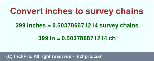 Result converting 399 inches to ch = 0.503786871214 survey chains