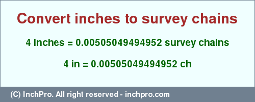 Result converting 4 inches to ch = 0.00505049494952 survey chains