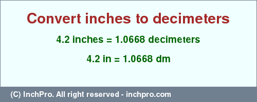 Result converting 4.2 inches to dm = 1.0668 decimeters
