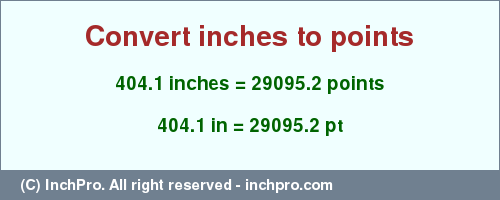 Result converting 404.1 inches to pt = 29095.2 points