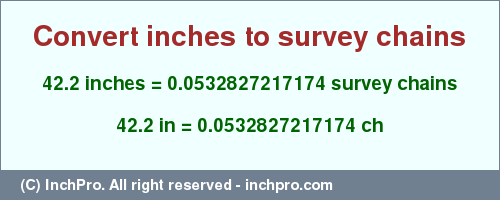 Result converting 42.2 inches to ch = 0.0532827217174 survey chains