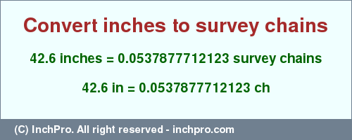 Result converting 42.6 inches to ch = 0.0537877712123 survey chains