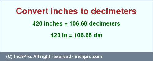 Result converting 420 inches to dm = 106.68 decimeters
