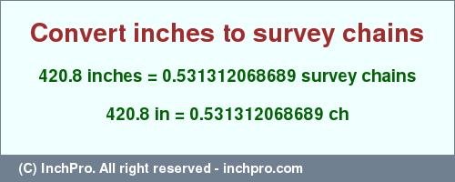 Result converting 420.8 inches to ch = 0.531312068689 survey chains