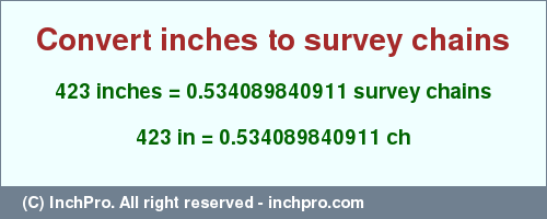 Result converting 423 inches to ch = 0.534089840911 survey chains