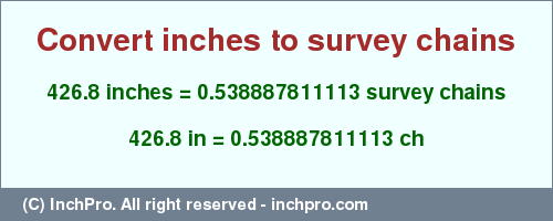 Result converting 426.8 inches to ch = 0.538887811113 survey chains