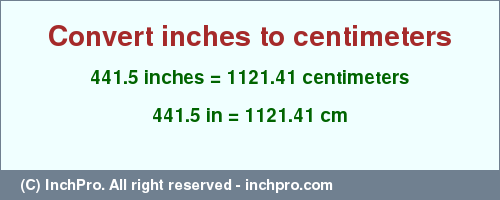 Result converting 441.5 inches to cm = 1121.41 centimeters