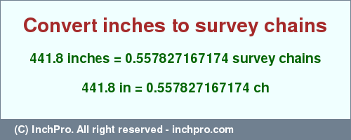 Result converting 441.8 inches to ch = 0.557827167174 survey chains