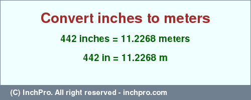 Result converting 442 inches to m = 11.2268 meters