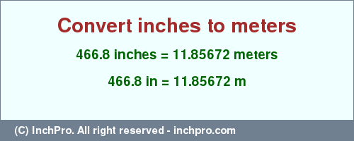 Result converting 466.8 inches to m = 11.85672 meters