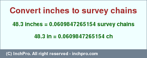 Result converting 48.3 inches to ch = 0.0609847265154 survey chains