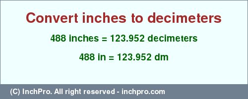 Result converting 488 inches to dm = 123.952 decimeters