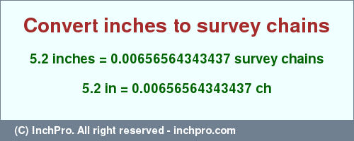 Result converting 5.2 inches to ch = 0.00656564343437 survey chains