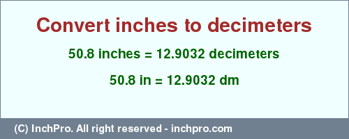 Result converting 50.8 inches to dm = 12.9032 decimeters