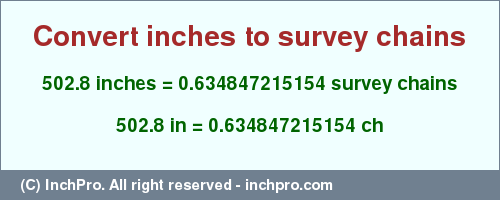 Result converting 502.8 inches to ch = 0.634847215154 survey chains