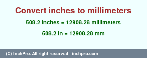 Result converting 508.2 inches to mm = 12908.28 millimeters