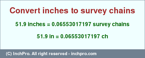 Result converting 51.9 inches to ch = 0.06553017197 survey chains