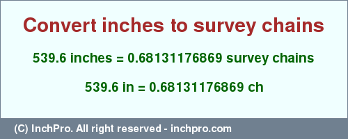 Result converting 539.6 inches to ch = 0.68131176869 survey chains