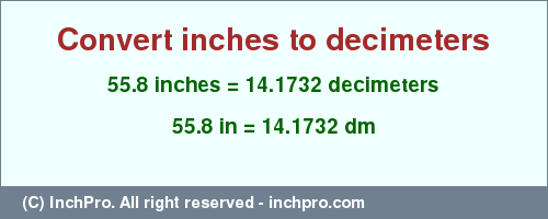 Result converting 55.8 inches to dm = 14.1732 decimeters