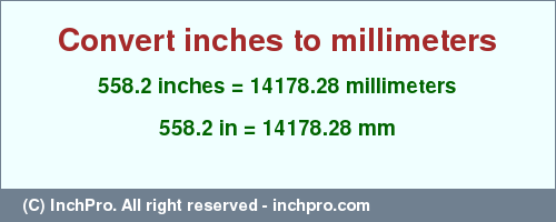 Result converting 558.2 inches to mm = 14178.28 millimeters