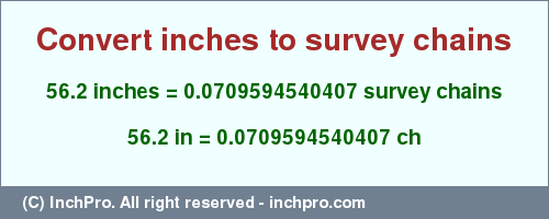 Result converting 56.2 inches to ch = 0.0709594540407 survey chains