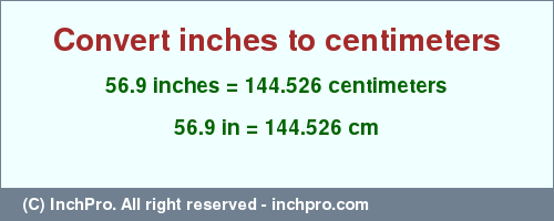 Result converting 56.9 inches to cm = 144.526 centimeters