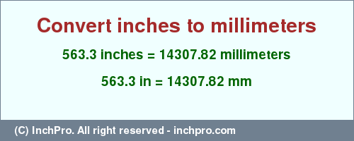 Result converting 563.3 inches to mm = 14307.82 millimeters