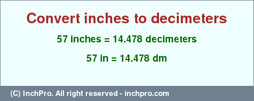 Result converting 57 inches to dm = 14.478 decimeters
