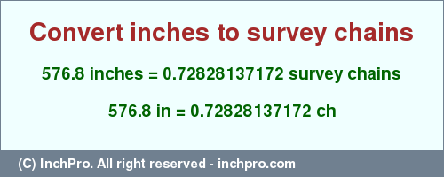 Result converting 576.8 inches to ch = 0.72828137172 survey chains