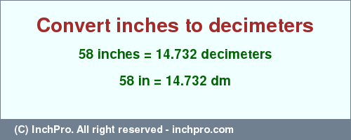 Result converting 58 inches to dm = 14.732 decimeters