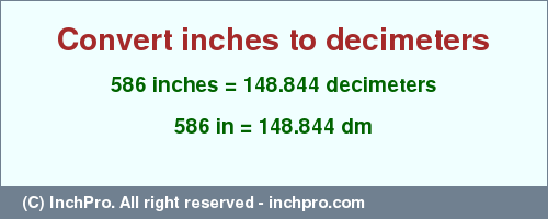 Result converting 586 inches to dm = 148.844 decimeters