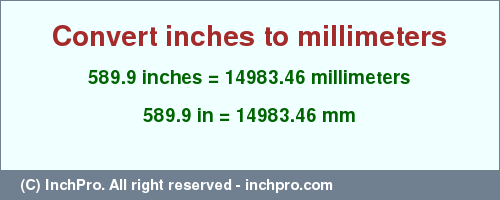 Result converting 589.9 inches to mm = 14983.46 millimeters