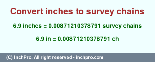 Result converting 6.9 inches to ch = 0.00871210378791 survey chains