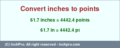 Result converting 61.7 inches to pt = 4442.4 points