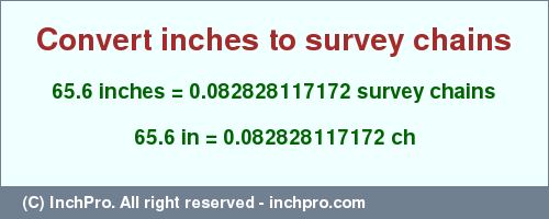 Result converting 65.6 inches to ch = 0.082828117172 survey chains
