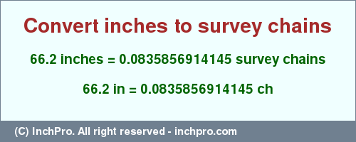 Result converting 66.2 inches to ch = 0.0835856914145 survey chains