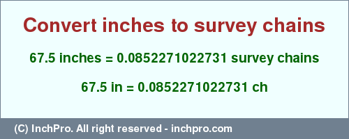 Result converting 67.5 inches to ch = 0.0852271022731 survey chains