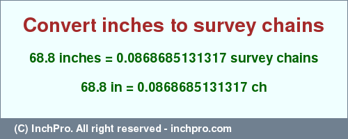 Result converting 68.8 inches to ch = 0.0868685131317 survey chains