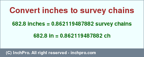 Result converting 682.8 inches to ch = 0.862119487882 survey chains