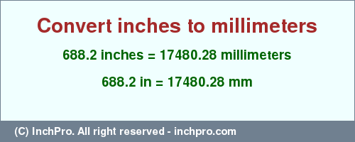 Result converting 688.2 inches to mm = 17480.28 millimeters