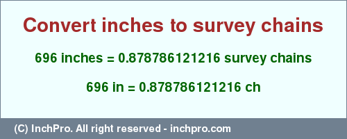 Result converting 696 inches to ch = 0.878786121216 survey chains