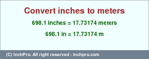 Result converting 698.1 inches to m = 17.73174 meters