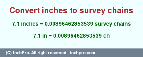 Result converting 7.1 inches to ch = 0.00896462853539 survey chains