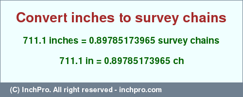 Result converting 711.1 inches to ch = 0.89785173965 survey chains