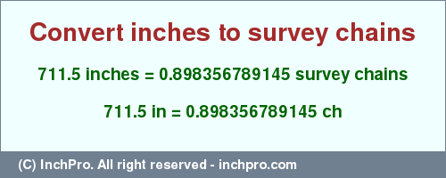 Result converting 711.5 inches to ch = 0.898356789145 survey chains