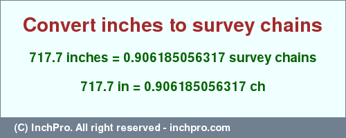 Result converting 717.7 inches to ch = 0.906185056317 survey chains