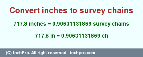 Result converting 717.8 inches to ch = 0.90631131869 survey chains